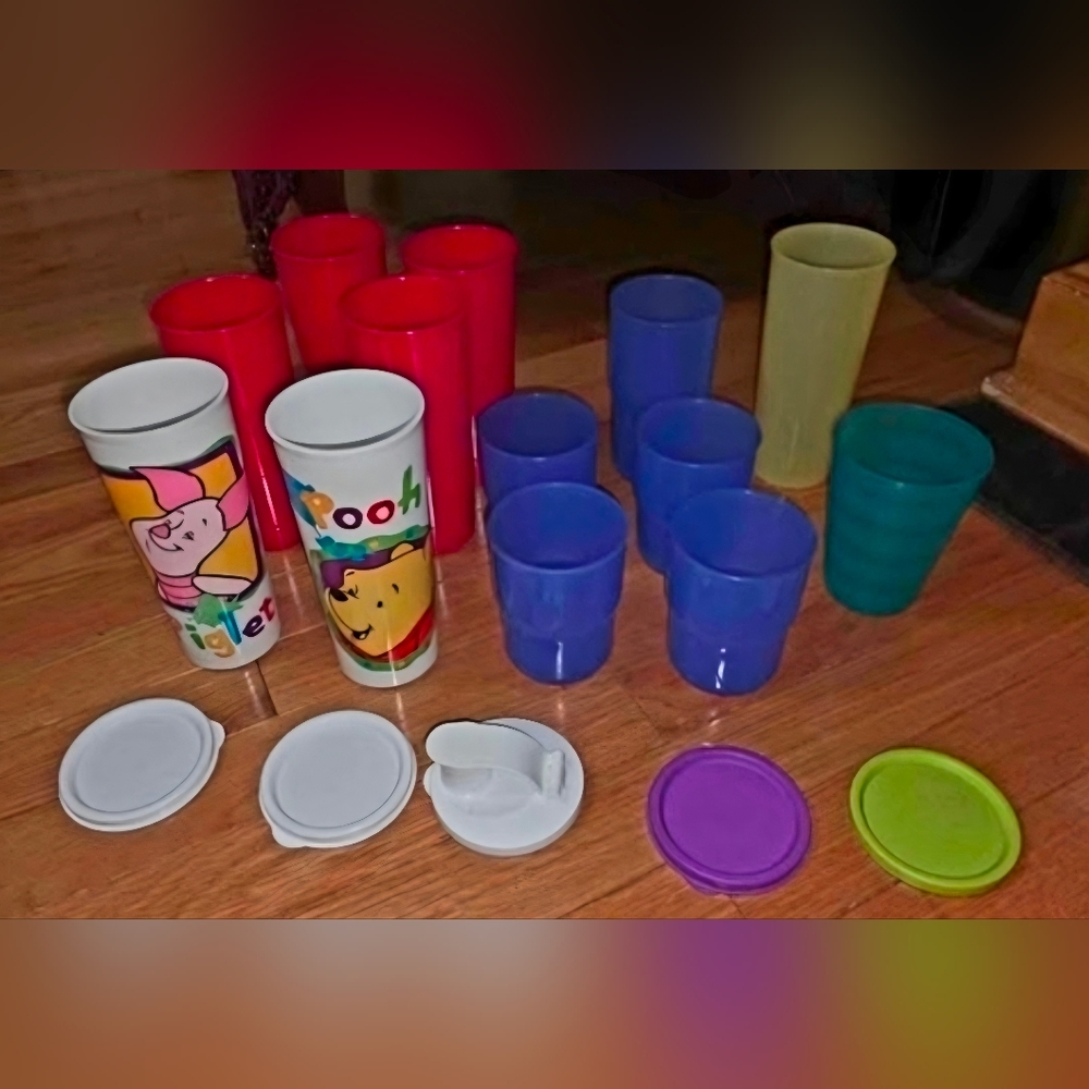 18PCS TUPPERWARE CUPS 16oz  12oz 11oz & 8oz LOT No Separating SUPER CHEAP